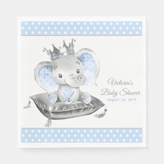 Elephant Prince Baby Shower Napkins Serviette (Vorderseite)