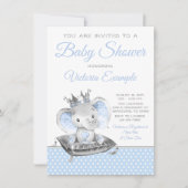 Elephant Prince Boy Baby Shower Einladung (Vorderseite)