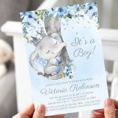 Elephant Prince Boy Baby Shower Einladung