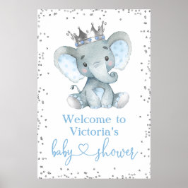 Elephant Prince Glitzer Babydusche Begrüßungszeich Poster
