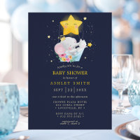 Elephant Prince Stars Navy Boy Baby Shower