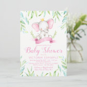 Elephant Princess Baby Shower Einladungen (Stehend Vorderseite)