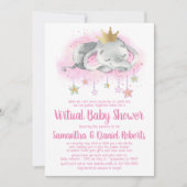 Elephant Princess Virtual Baby Shower Einladung (Vorderseite)