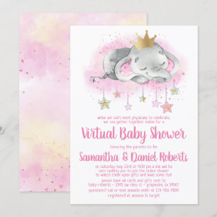 Elephant Princess Virtual Baby Shower Einladung