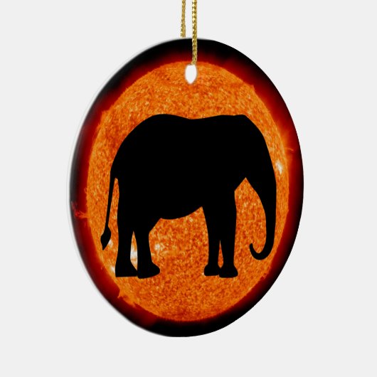 Elephant Profile Solar Eclipse Keramikornament (Rechts)