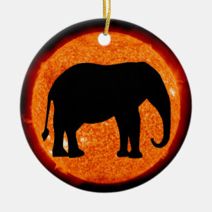 Elephant Profile Solar Eclipse Keramikornament