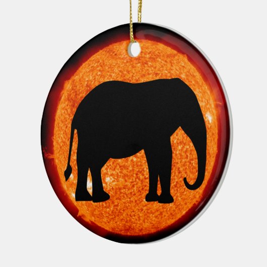 Elephant Profile Solar Eclipse Keramikornament (Links)