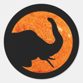 Elephant Profile Solar Eclipse Runder Aufkleber