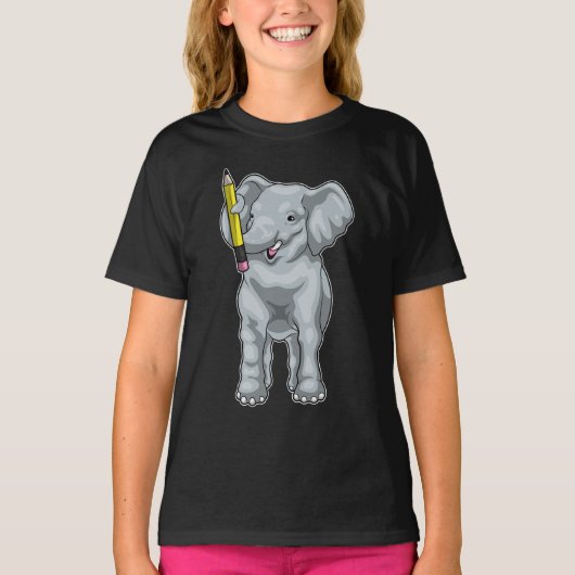Elephant Pupil Pencil School T-Shirt (Vorderseite)