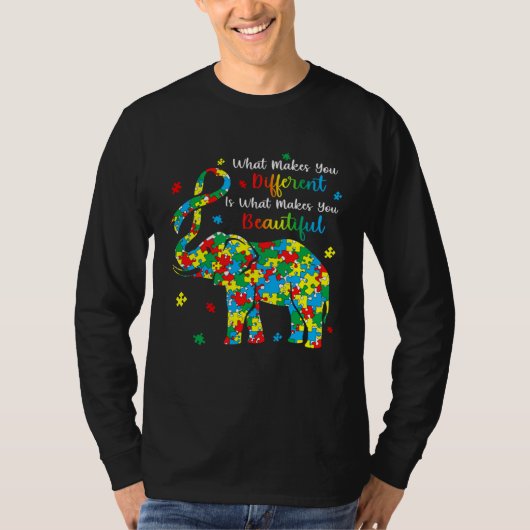 Elephant Puzzle What Makes You Different Autism Aw T-Shirt (Vorderseite)
