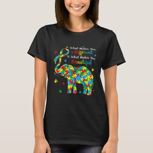 Elephant Puzzle What Makes You Different Autism Aw T-Shirt (Vorderseite)