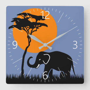 Elephant Quadratische Wanduhr