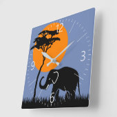 Elephant Quadratische Wanduhr (Winkel)
