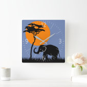 Elephant Quadratische Wanduhr (Zuhause)