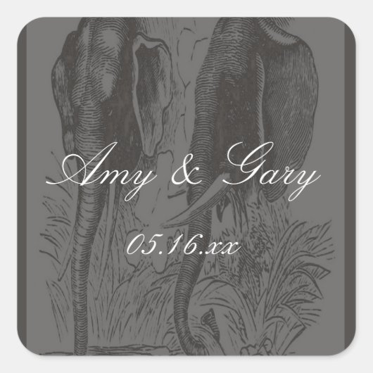 Elephant Quadratischer Aufkleber (Vorderseite)