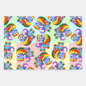 Elephant Rainbow Colors Patchwork Geschenkpapier Set (Vorderseite 3)