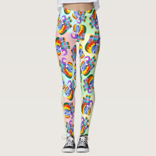 Elephant Rainbow Colors Patchwork Leggings
