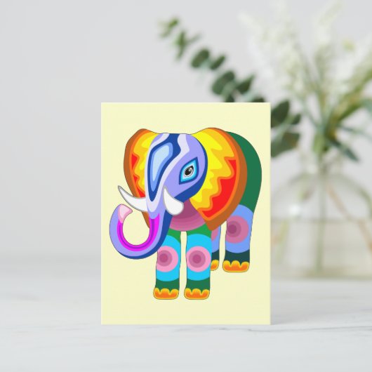 Elephant Rainbow Colors Patchwork-Postkarten Postkarte (Stehend Vorderseite)