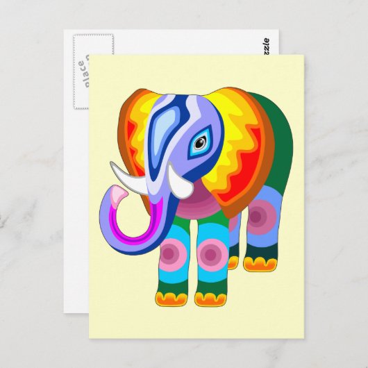 Elephant Rainbow Colors Patchwork-Postkarten Postkarte (Vorne/Hinten)
