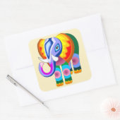 Elephant Rainbow Colors Patchwork Quadratischer Aufkleber (Umschlag)