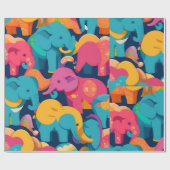 Elephant Rainbow Personalisiertes Muster Geschenkpapier (Flach)