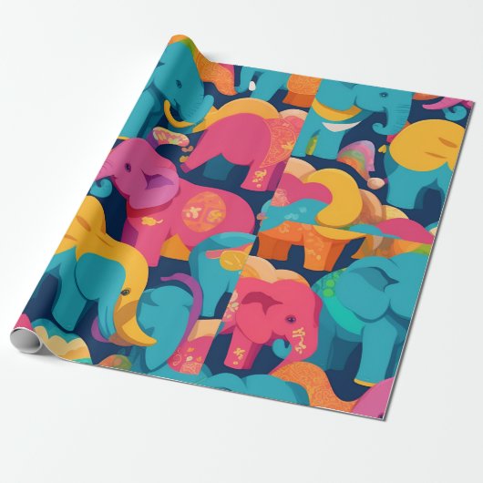 Elephant Rainbow Personalisiertes Muster Geschenkpapier (Ungerollt)