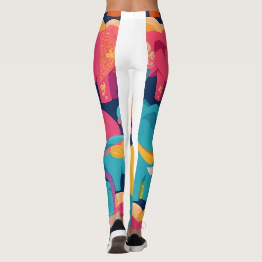 Elephant Rainbow Personalisiertes Muster Leggings (Rückseite)