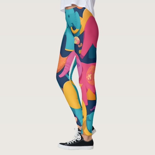 Elephant Rainbow Personalisiertes Muster Leggings (Links)