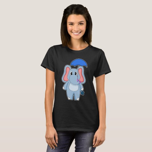 Elephant Raining Umbrella T-Shirt (Vorne ganz)