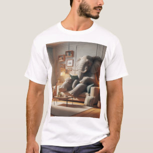 "Elephant Relaxen auf einem Sofa Lesen eines Buchd T-Shirt