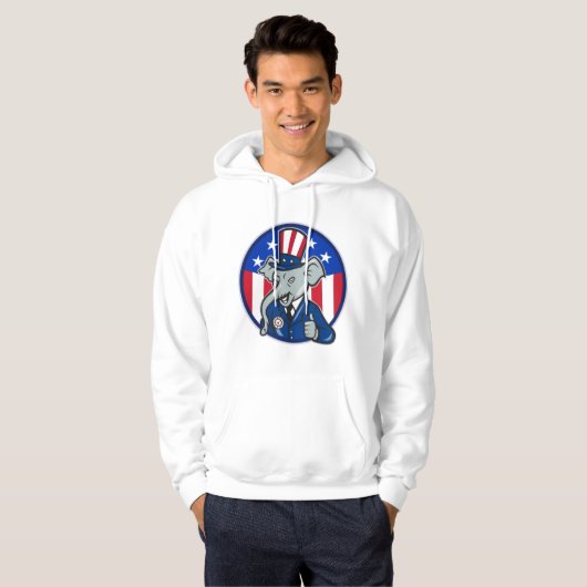 Elephant Republican Mens Hoodie (Vorne ganz)