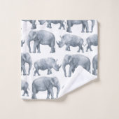 Elephant Rhino Wasserfarbmuster Badhandtuch Set (Waschlappen)