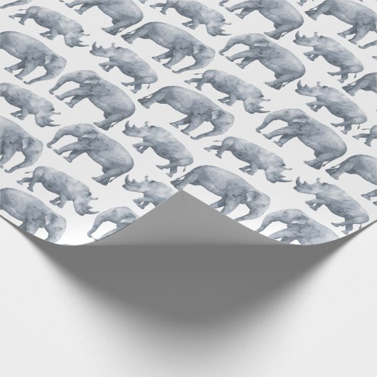 Elephant Rhino Wasserfarbmuster Geschenkpapier (Ecke)