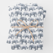 Elephant Rhino Wasserfarbmuster Geschenkpapier Set (Beispiel)