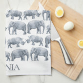 Elephant Rhino Wasserfarbmuster Geschirrtuch (Viertel Falte)