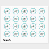 Elephant Round Favor Sticker Bright Zoo Jungle (Blatt)