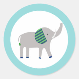 Elephant Round Favor Sticker Bright Zoo Jungle