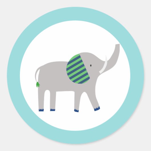 Elephant Round Favor Sticker Bright Zoo Jungle (Vorderseite)