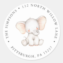 Elephant Rücksendeadresse Klassischer Rundaufklebe
