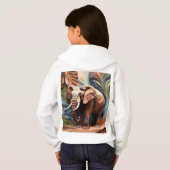 Elephant’s Aunty in Layered Paper-Cut Earth Tones Hoodie (Schwarz voll)