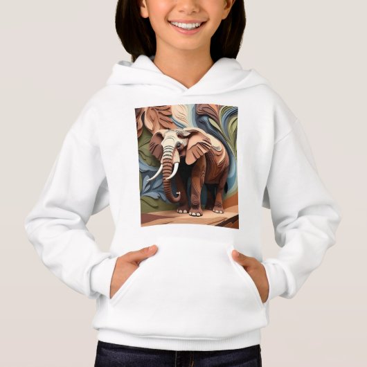 Elephant’s Aunty in Layered Paper-Cut Earth Tones Hoodie (Vorderseite)