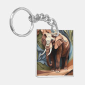 Elephant’s Aunty in Layered Paper-Cut Earth Tones Schlüsselanhänger (Vorderseite links)