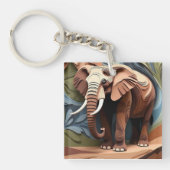 Elephant’s Aunty in Layered Paper-Cut Earth Tones Schlüsselanhänger (Vorderseite)