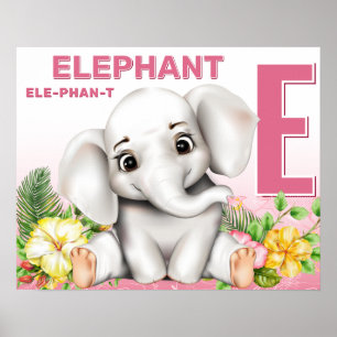 Elephant Safari Alphabet Chart Poster