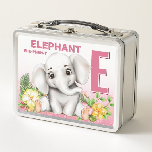 Elephant Safari Alphabet Kids Metall Brotdose (Vorderseite)