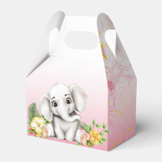 Elephant Safari Baby Dusche Geschenkschachtel (Rückseite)