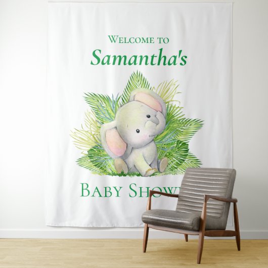 Elephant Safari Babydusche Hintergrund Wandteppich (Beispiel)