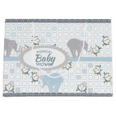 Elephant Safari Blue | Babydusche Große Geschenktüte (Vorderseite)