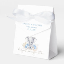 Elephant Safari Boho Blue Danke Baby Dusche