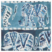 ELEPHANT SAFARI Boho Deep Indigo Wasserfarbe Stoff (Nahaufnahme)